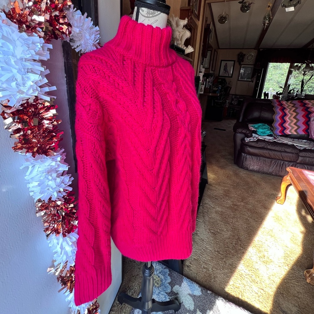 NWT FRENCH CONNECTION Nissa Chunky Cable-Knit Sweater Wool Blend. - Picture 13 of 15